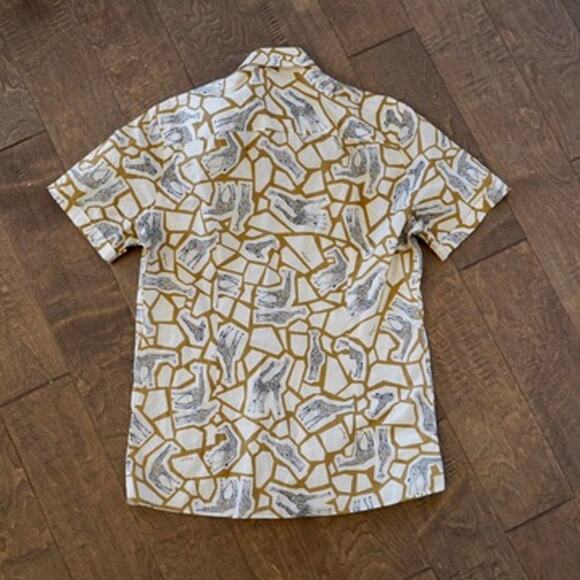 Salvatore Ferragamo Button Down Girrafe Print Shirt Cream Mens Size Medium - Picture 2 of 5